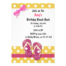 Pink Beach Party Invitations