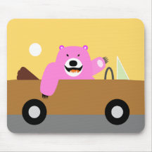 Pink Bear in Car Mousepad