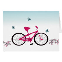 Pink Bicycle Greeting Cards