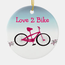 Pink Bicycle with Cute Saying Ornament