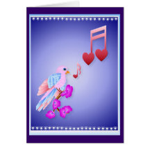 Pink Bird and Love Notes Card