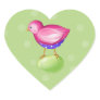 Pink Bird green Heart Sticker