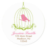 Pink Bird in cage stickers