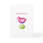 Pink Bird New Baby Congratulations Card