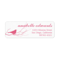 Pink bird on branch modern custom return address labels