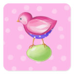 Pink Bird pink Square Sticker