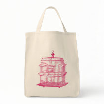 pink birdcage shopping tote bags