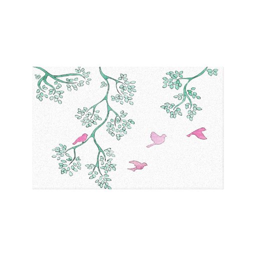 Pink Birds Stretched Canvas Print