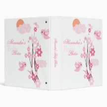 Pink Birds Spring Flowers Baby Girl Album Binders