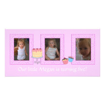 Pink Birthday Photocard Picture Card