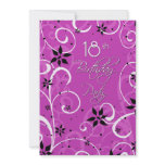 Pink Black 18th Birthday Party Invitation Card