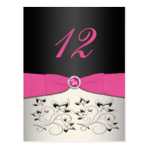 Pink, Black, and Silver Table Number Postcard