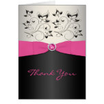 Pink, Black, and Silver Thank You Card