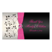 Pink, Black, and Silver Wedding Favour Tag Business Card Templates