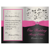 Pink, Black, and Silver Wedding Program Flyers