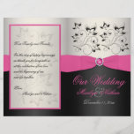 Pink, Black, and Silver Wedding Program Flyers