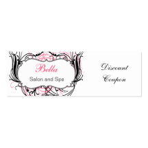 pink,black and white Chic discount coupon Business Card Templates
