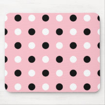 Pink, Black and White Polka Dots Mouse Pads