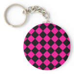 Pink & Black Argyle Key Chains
