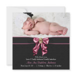 Pink Black Baby Girl Photo Birth Announcement invitations