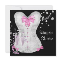 Pink Black Corset Lingerie Bridal Shower Custom Announcement