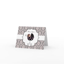 Pink Black Damask Baby Thank You Cards