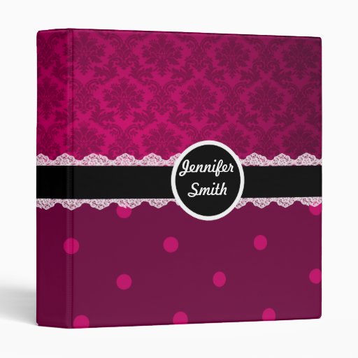 Pink & Black Damask Binder