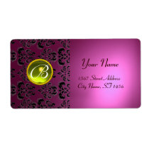 PINK BLACK DAMASK MONOGRAM,yellow topaz