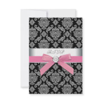 Pink Black Damask RSVP