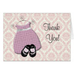 Pink Black Damask Shoes Baby Girl Thank You Cards