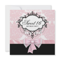 Pink Black Damask Sweet 16 Birthday Party