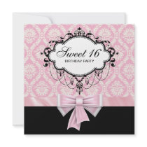 Pink Black Damask Sweet 16 Birthday Party