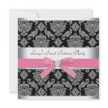 Pink Black Damask Sweet 16 Birthday Party invitations