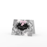 Pink Black Damask Thank You Cards
