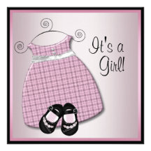 Pink Black Dress Shoes Pink Black Baby Girl Shower Custom Announcement