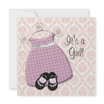 Pink Black Dress Shoes Pink Black Damask Baby Girl Custom Invitations