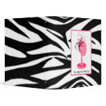 Pink & Black Fascinator With Hat Stand Zebra Print Vinyl Binder