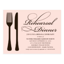 PINK & BLACK FLATWARE | REHEARSAL DINNER INVITE POST CARD