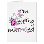 Pink/Black Flowers Getting Married cards