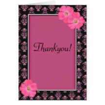 Pink & Black Flowers -  Thankyou Cards