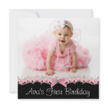 Pink Black Girls Photo 1st Birthday Party