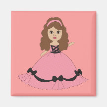 Pink & Black Gown Princess 1 Refrigerator Magnet