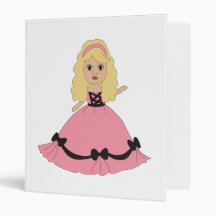 Pink & Black Gown Princess 4 3 Ring Binders