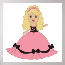 Pink & Black Gown Princess 4 Print