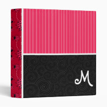 Pink & Black Ladybug 3 Ring Binder
