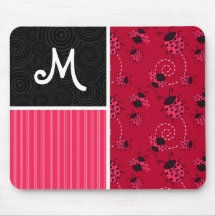 Pink & Black Ladybug Mouse Pad