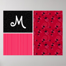 Pink & Black Ladybug Print