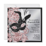 Pink Black Mask Pink Black Masquerade Party Personalized Announcement