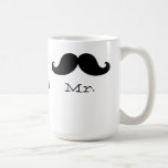 Pink Black Moustache or Moustache Newly Weds Mug