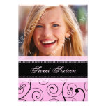 Pink Black Photo 16th Birthday Party Invitations